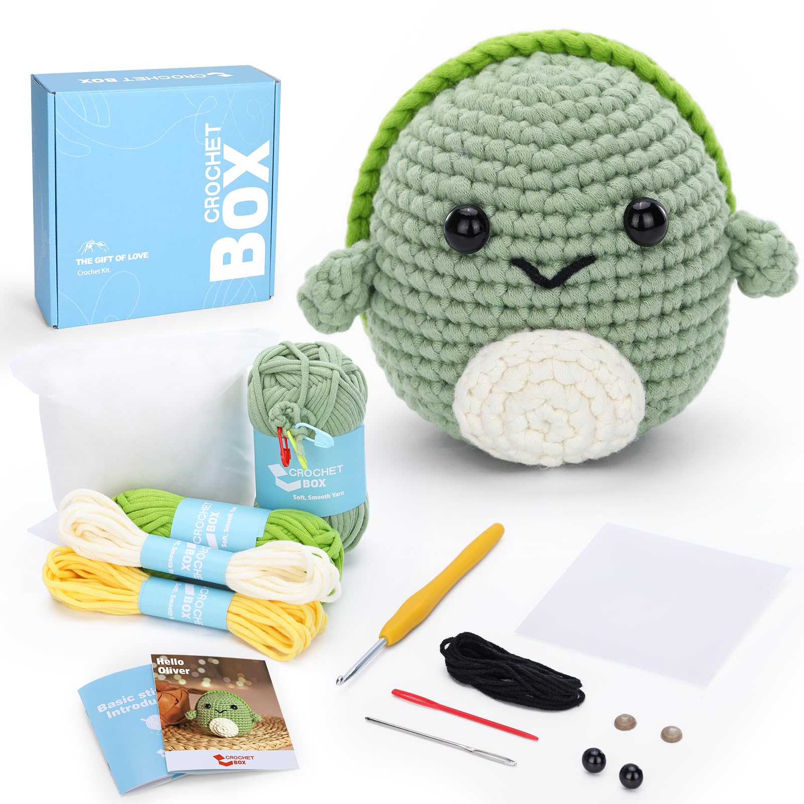 Photo 1 of Complete Beginners Crochet Kit - Turtle Crochet Kit, All You Need in, Include Step-by-Step Video Tutorials, Easy Using Soft Yarn, Instruction, Birthday Gift for Adults, Teens