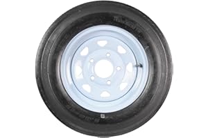 eCustomrim Trailer Tire + Rim 5.30-12 530-12 5.30X12 12" Load Range C 5 Lug Wheel White Spoke - 2 Year Warranty w/Free Roadside