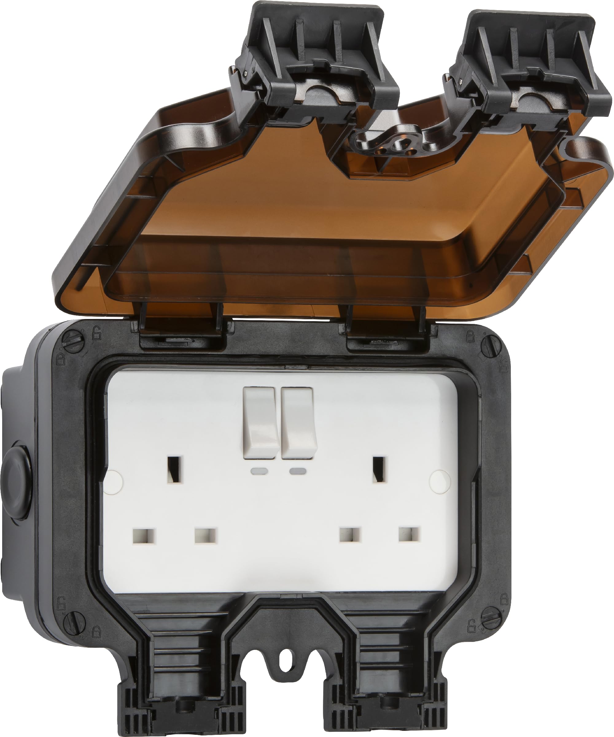 Smart WiFi Waterproof Outdoor Double Socket - Certified Works with Alexa + Certified Works with Google Assistant, Black