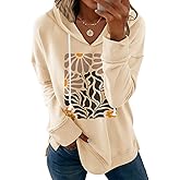 Chulianyouhuo Womens Graphic Hoodies Long Sleeve Pullover Drawstring Hooded Sweatshirt Casual Loose fit Tunic Tops 2025