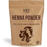 MB Herbals 100% Pure &amp; Natural Henna Powder 8 oz / 227 Grams For Hair Color | For Natural Orange-Red Hair Color | Triple Sifted | No Preservatives