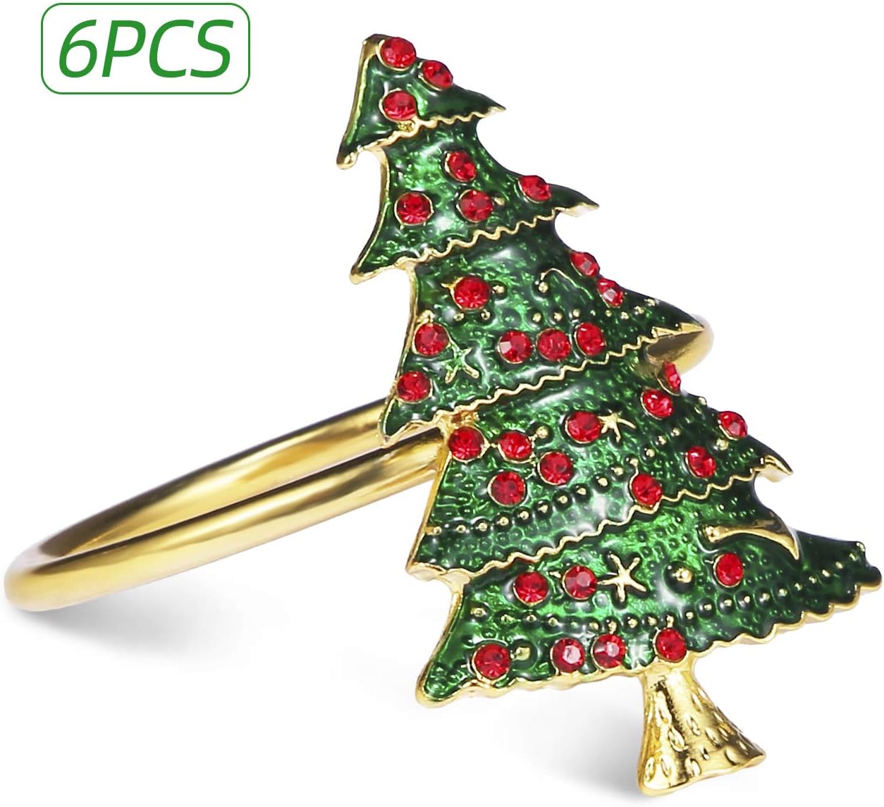 ZeeDix Set of 6 Green Chirstmas Tree Napkin Rings for Christmas Dinning Table Setting-Wedding Receptions, Christmas, Thanksgiving and Home Kitchen for Casual or Formal: Kitchen & Dining