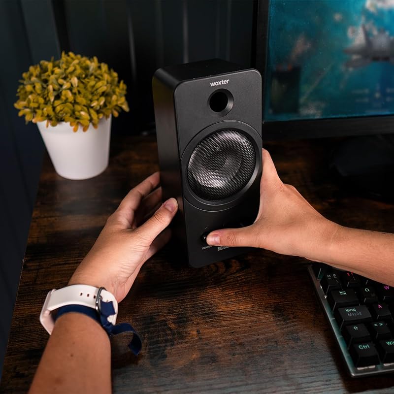 Big Bass 95 - Colunas multimédia estéreo, 20W, ligação potente, 3,5mm, botões e ligações AUX e auscultadores à frente, PC/Smartphones e consolas de jogos