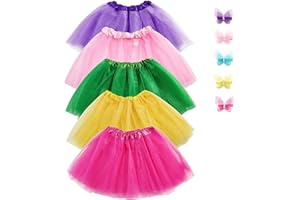 Jeowoqao Girls Tutu Set, 5pcs Tutus Dance Tutus Dress with 5pcs Flower Hairpins Fit Kids Age 3 4 5 6 7 8
