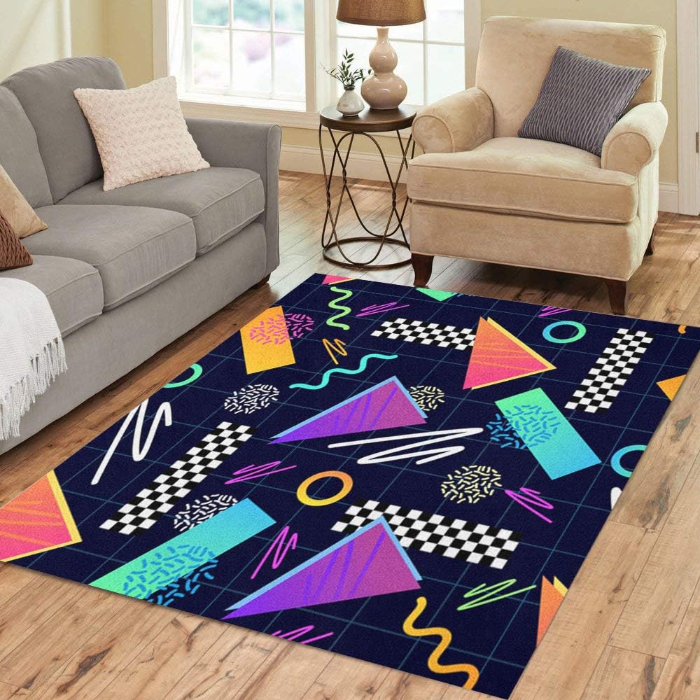Pinbeam Area Rug Pattern Classic 1980 90S Eighties Bacground Object Shape Home Decor Floor Rug 2' x 3' Carpet