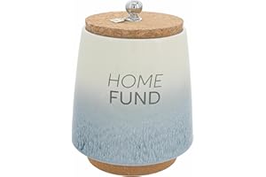 Pavilion Gift Company - Home Fund 6.5-inch Unique Ceramic Piggy Bank Savings Bank Money Jar with Cork Base and Cork Lid with 