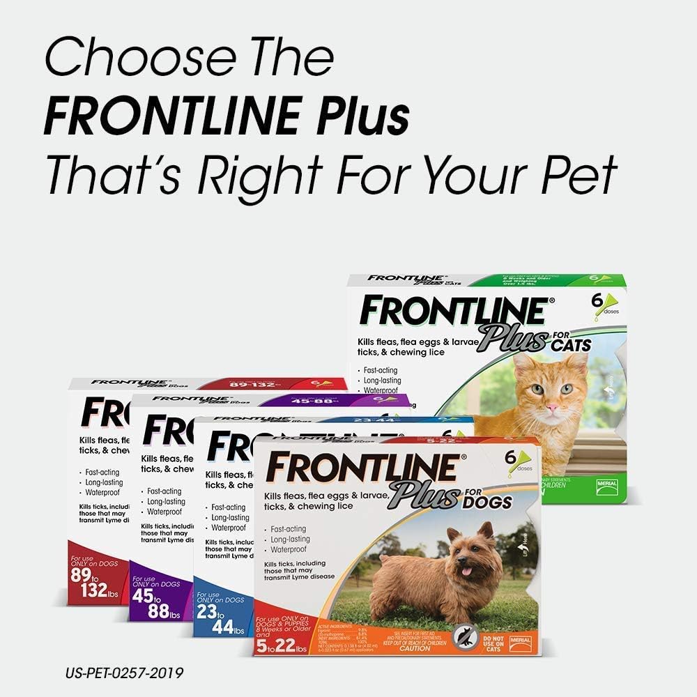 FRONTLINE Plus Flea and Tick Treatment for Dogs (Large Dog, 45-88 Pounds, 3 Doses) : Pet Flea And Tick Repellents : Pet Supplies