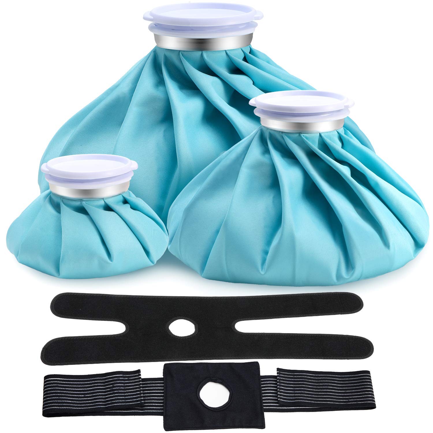 Photo 1 of Ice Bags for Injuries Reusable: Ohuhu 3 Packs Ice Cold Packs with 2 Wrap Ice Bag Hot Water Hot & Cold Therapy Pain Relief for Knee Leg Injury No-Leak Waterproof Ice Bags 3 Sizes 6"/9"/11", Light Blue