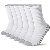 Generic Men’s and Women's Athletic Running Socks 6 Pairs, 10-13, White