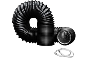 Dryer Vent Hose 4 Inch 13 Feet Flexible Dryer Ducting Air Duct Aluminum Insulated Flex Hose Kit with 2 Clamps (Black)