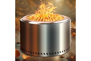 HGD 27.5" Smokeless Fire Pit Outdoor, Stainless Steel Wood Burning Firepit with Secondary Combustion, Backyard Patio Stove for Garden, BBQ & Bonfire