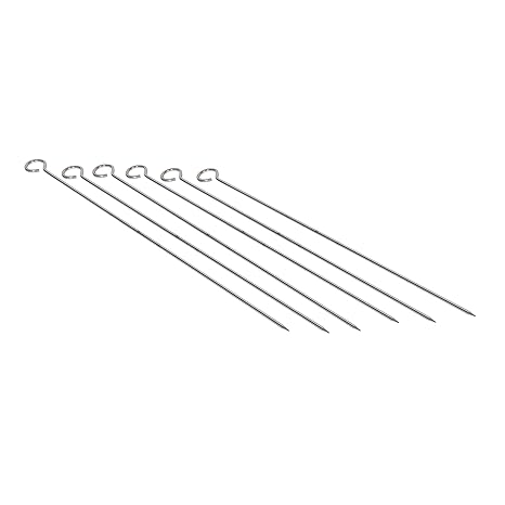 NILE 6 pcs Stainless Steel BBQ Barbecue Kabob Flat Metal Grilling Skewers Set Reusable BBQ Sticks RT 175