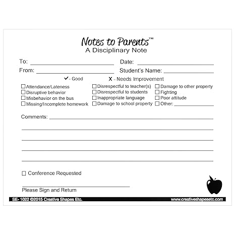 Creative Shapes Etc. Notes to Parents Disciplinary Learning Aid