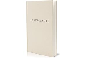 MODERN ALBUM DESIGNS Wedding Officiant Book - Modern Cream Canvas Linen Printed Hardcover Notebook Journal Gift for Pastor Ministers Sermon Wedding Ceremony, 32 Pages, 140gsm Thick Lined Paper, 5.25 x 8.25" (Design 7)