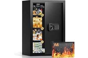 GHJGAGE 4.2 Cuft Large Fireproof Safe Box for HOME USE, Digital Home Security Safe with Programmable Keypad and Spare Keys, Document Safe Fireproof Waterproof, Anti-Theft Fire Safe Box for Home Office