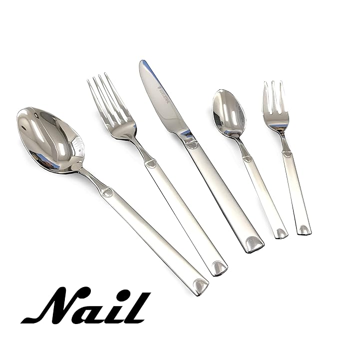 Ertex® Besteckset 72-Teilig Aus Edelstahl Inkl. Koffer Für 12 Personen Tafelbesteck Löffel Gabel Messer Design Nail
