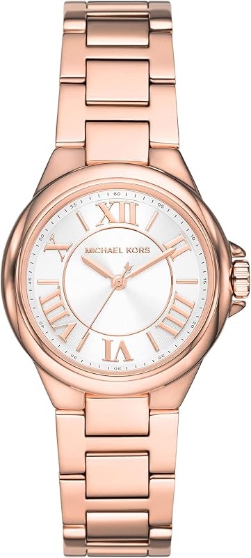 Reloj Camille para mujer, movimiento cronógrafo de cuarzo de 33 mm con correa de acero inoxidable, Tono oro rosa y blanco