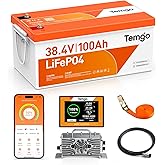 TEMGO 36V (38.4V) 100Ah LiFePO4 Lithium Golf Cart Battery, Complete Upgrade Kit with Charger, LCD Display & App, Built-in 200A BMS, Max 7.68kW Power Output (36V 100Ah)