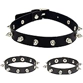 AWXZOM 3pcs punk accessories Choker Necklace and spiky bracelet for women men, punk jewelry spiked bracelets studded bracelet leather choker