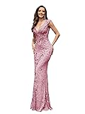 Womens Sequined Long Evening Gown Glamous