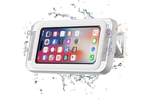 KUNSLUCK Shower Phone Holder Waterproof, 480°Rotation Shower Phone Case, Wall Phone Mount Stand with Original Sound Quality for Bathroom Wall Mirror Bathtub Kitchen, Compatible with 4-7" Phones