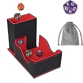Stepane Dice Tower and Tray,Foldable Portable Dice Rolling Tower,Dice Roller Accessory for Dungeons and Dragons,Classic Board Games,RPG Games,and Tabletop Games Black/Red