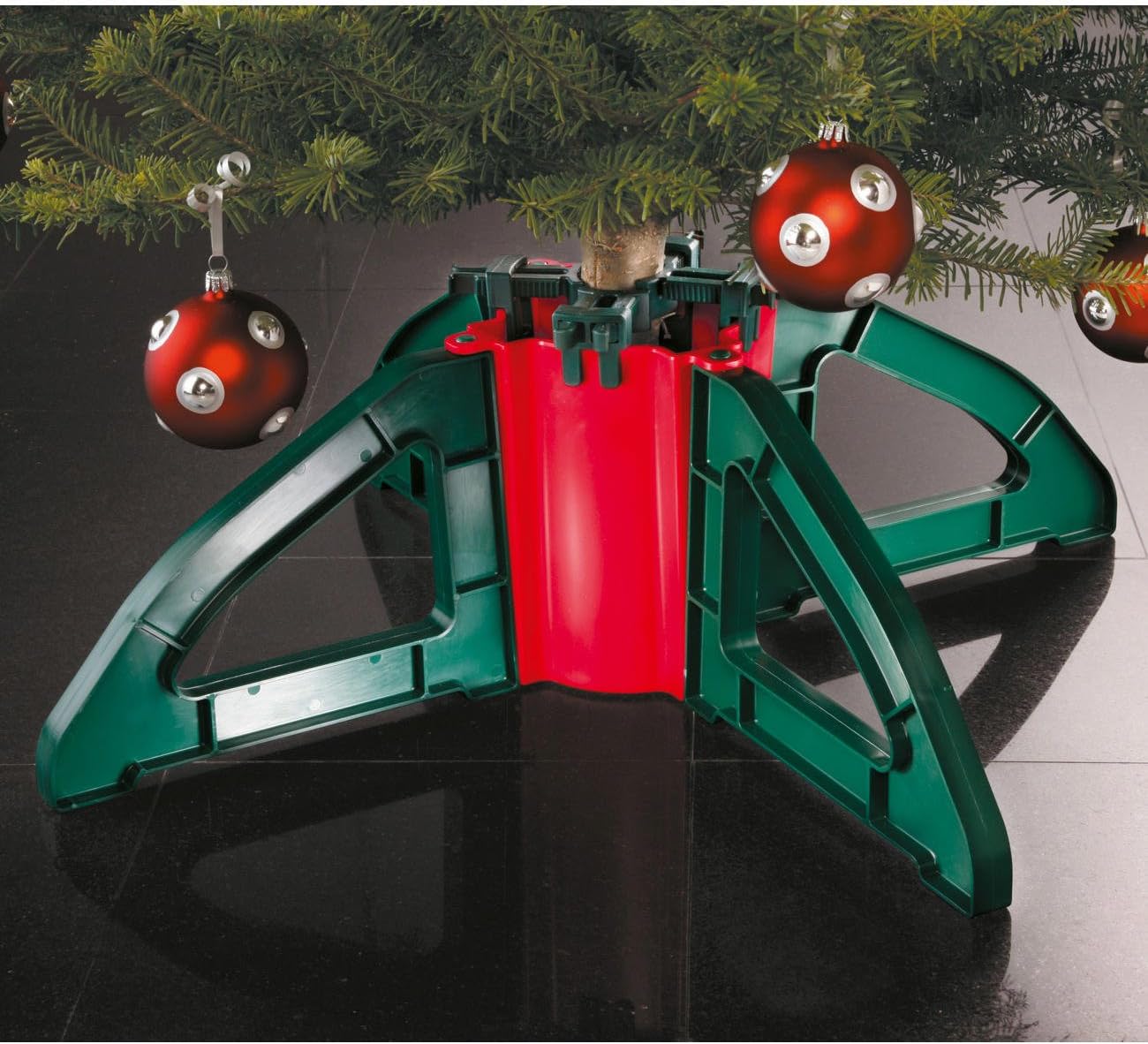Omega Christmas Tree Stand No Screws Unbreakable Nylon Clamps Holds