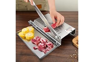 Stainless Steel Meat Cutting Machine, Manual Bone Cutter, Commercial Food Slicer for Fish, Chicken, Beef, Ribs, Frozen Meat, 