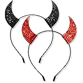 ELEARD Halloween Headband Glitter Devil Horns Headband Headpiece Hair Accessory for Halloween Costume