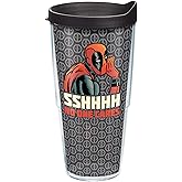 Tervis Marvel Deadpool Shhh No One Cares Made in USA Double Walled Insulated Tumbler Travel Cup Keeps Drinks Cold & Hot, 24oz, Classic