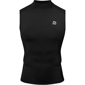 RIKUAOU Sleeveless Compression Shirt Men, Mock Turtleneck Gym Tank Top, Athletic Workout Base Layer for Running Training