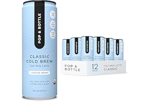 Pop & Bottle, Oat Milk Classic Lattes - Cold Brew, Coffee Berry, MCT Oil, Organic, Dairy Free, Gluten Free, Vegan, Great as I