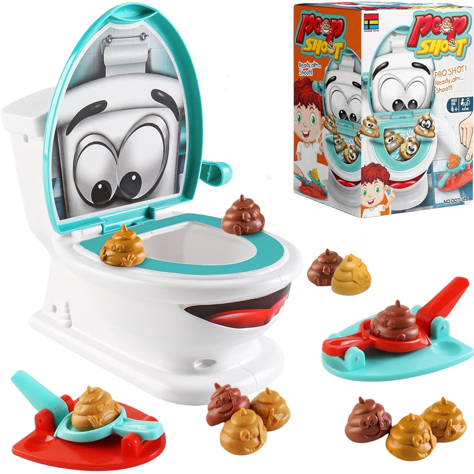 Toilet Poop Shoot Game Poo Games for Kids,Funny Toilet Games Creative Toy Poop The Game Joke Prank Toy,Novelty Poo Shoot Game with 12 Soft Poops,2 Launchers,a Sticker for Kids Christmas Family Party