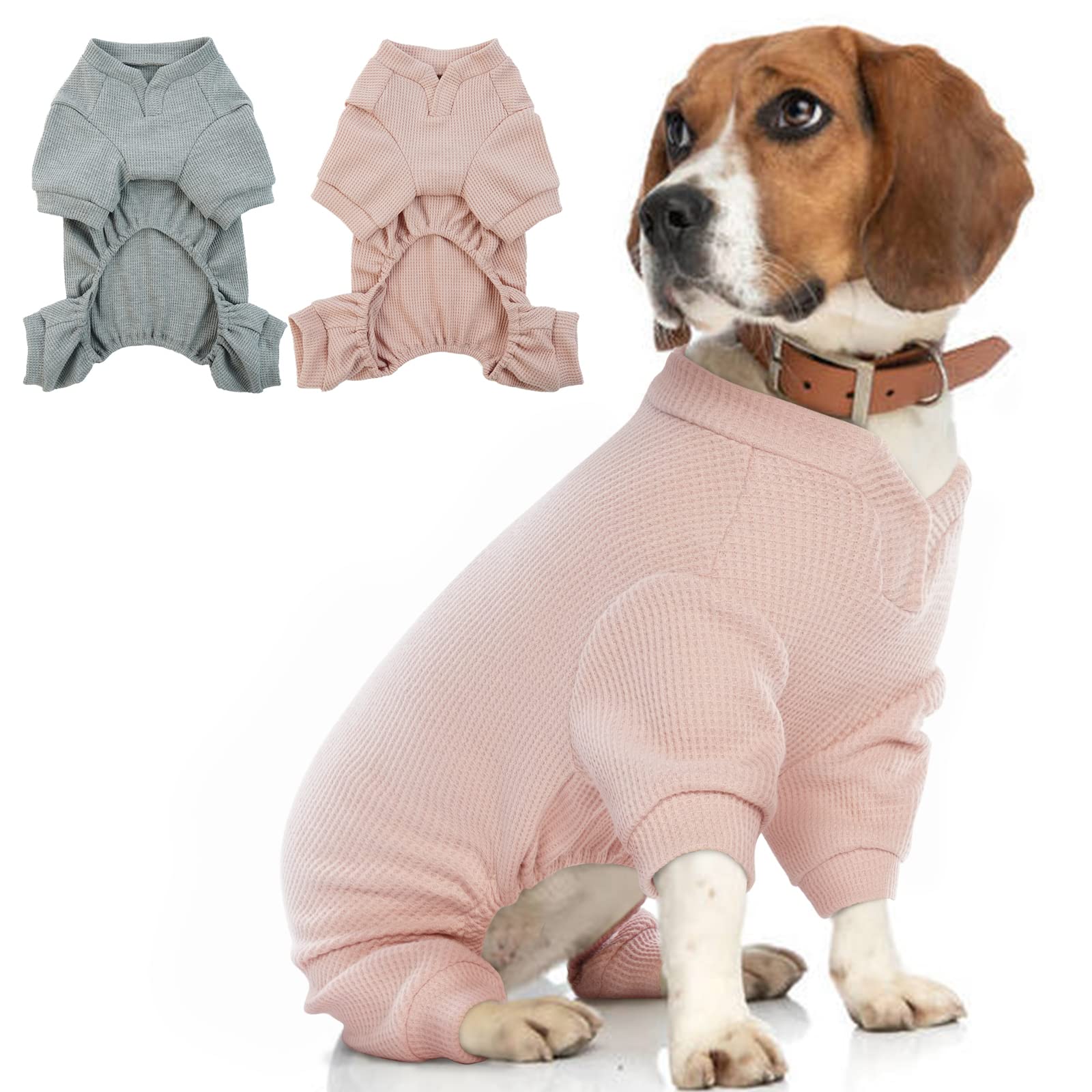 Hjumarayan Dog Surgery Recovery Suit - Post-Op Body Suit for Male and Female Dogs, With Sleeves, Pink, Large