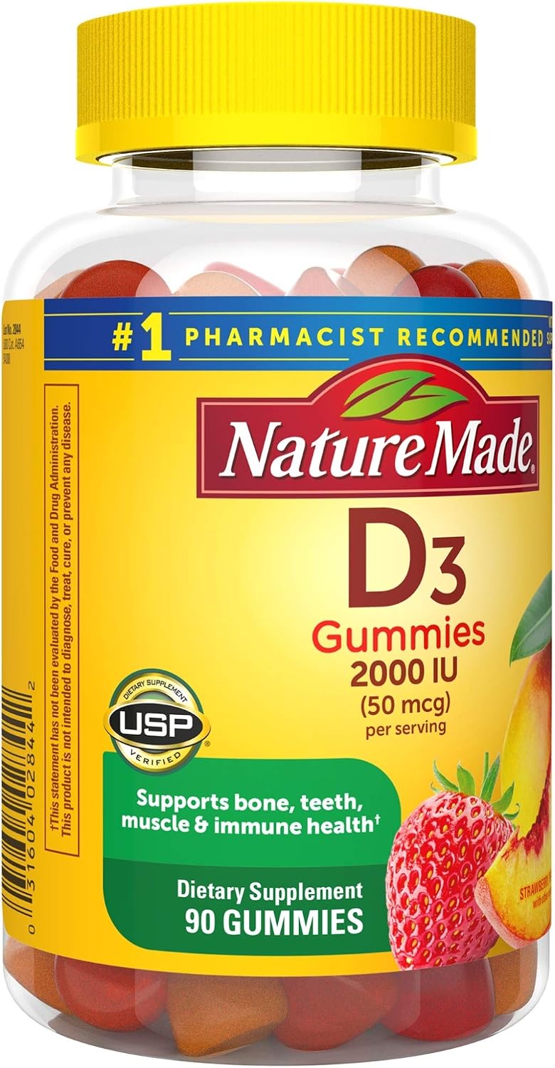 Nature Made Vitamin D3 2000 IU (50 mcg) Gummies, 90 Count