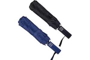 Bluinzi 2-Pack Double 10-Rib Compact Windproof Travel Umbrella for Rain and Sun - Small Automatic Folding Umbrella - Sturdy Portable Umbrella for Car Home Suitcase Backpack and Handbag