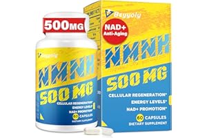BEYYOLY NMNH (Dihydronicotinamide Mononucleotide) 500mg Per Serving, NMNH NAD Supplement to Boost NAD+ Levels As We Age, NAD Plus Supplement for Anti Aging, Energy, Immune, Focus, Pure Organic - 60 Capsules