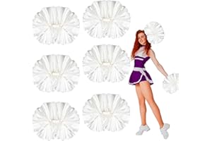 ZANKUBOM 6 Pcs Metallic Cheerleading Pom Poms, 12Inch Cheerleader Pompoms with Baton Handle for School Team Sports Games Dance Cheer