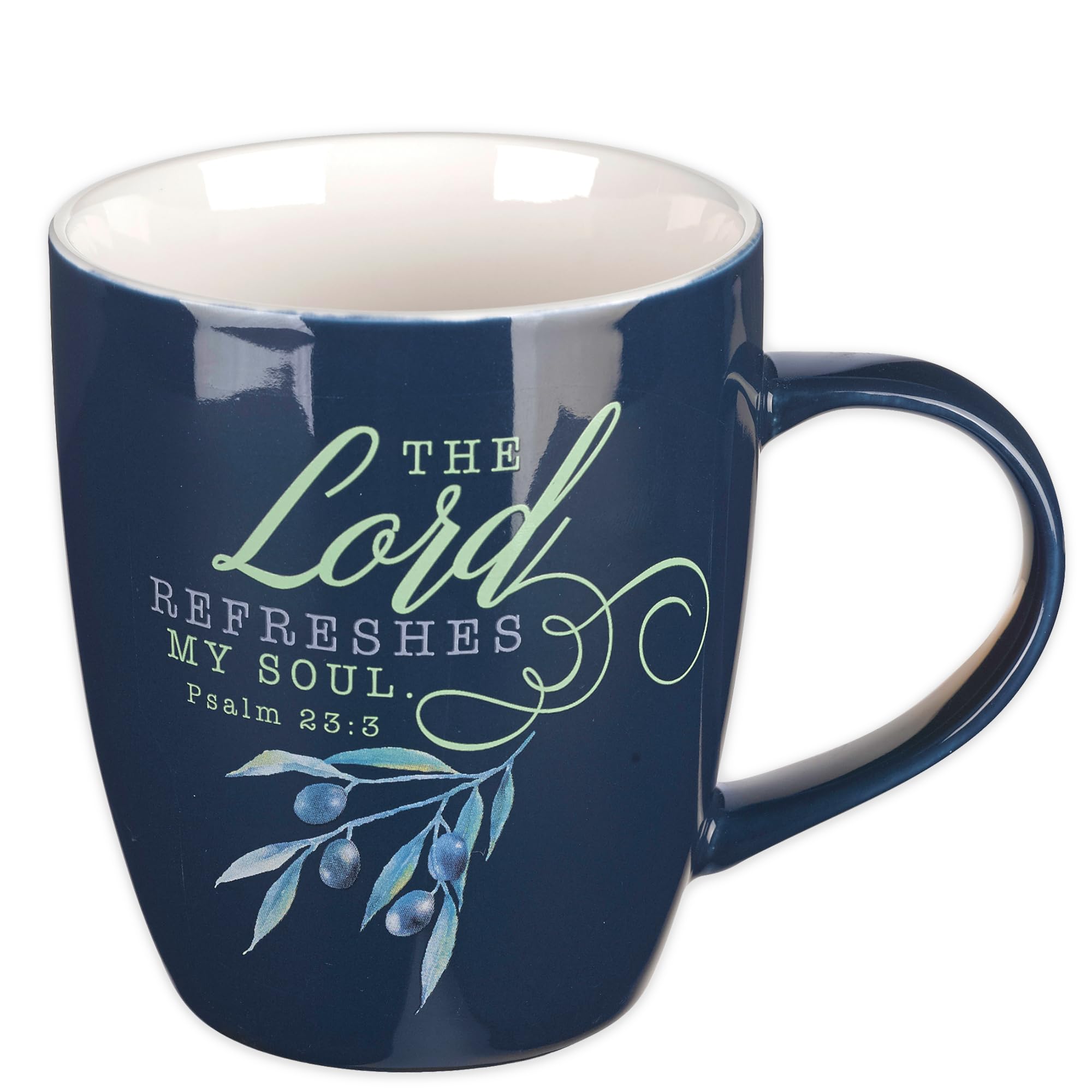 Photo 1 of ****SIMILAR ITEM****
Christian Art Gifts Navy Ceramic Coffee Mug with Olive Branch – 13 oz. Microwave-safe Inspirational Scripture Coffee & Tea Mug for Men & Women with Bible Verse: The Lord Refreshes My Soul – Psalm 23:3