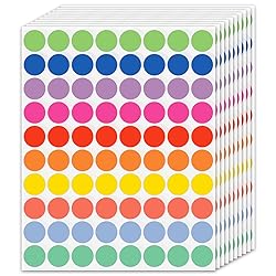 1600 PCS 3/4” Colored Dot Stickers, Round Sticker