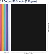 Uncle Paul 60 Sheets Colored Cardstock A4 15 Colors 230gsm 85lb UAP16 view 2