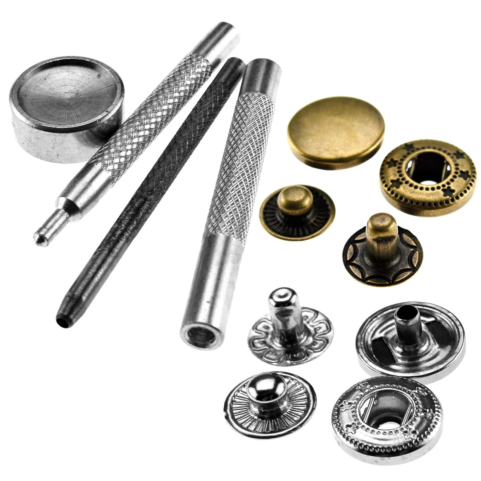 Button Snap Fasteners Press Studs Poppers with Fixing Tool Kit for Leather,Jacket,Coat,DIY Crafts