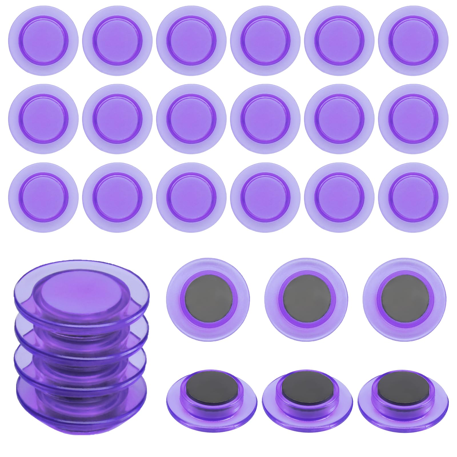ZDZBLX Strong Fridge Magnets – 28 Pack Small Heavy Duty Magnets, Clear Mini Round Magnets for Whiteboard, Refrigerator, Notice Board, Crafts – Cute Magnet for Home Office & School (Transparent,Purple)