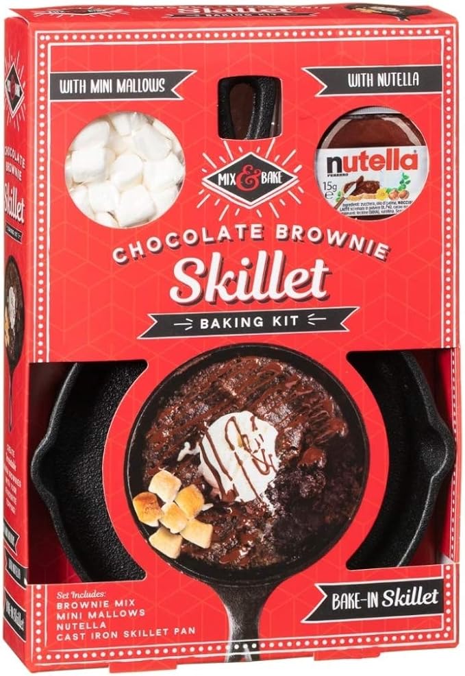 Nutella Chocolate Brownie Cast Iron Skillet Brownies Mix & Mallows Baking Kit Amazon.co.uk Grocery