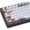 Womier PBT Keycaps Set 130 Keys, Custom White Japanese Keyboard Doubleshot Dye Sub Side Print Shine Through Keycaps 60 65 75 100 Percent, Cherry Profile, Cherry Blossom