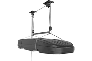 TRUSOON Ceiling Storage Hoist for Cargo Box - Heavy Duty Garage Storage Lift - Garage Pulley Lift System for Rooftop Carriers, Holds up to 150 lbs Capacity and Fit 10-14 Foot Tall Garage Ceilings