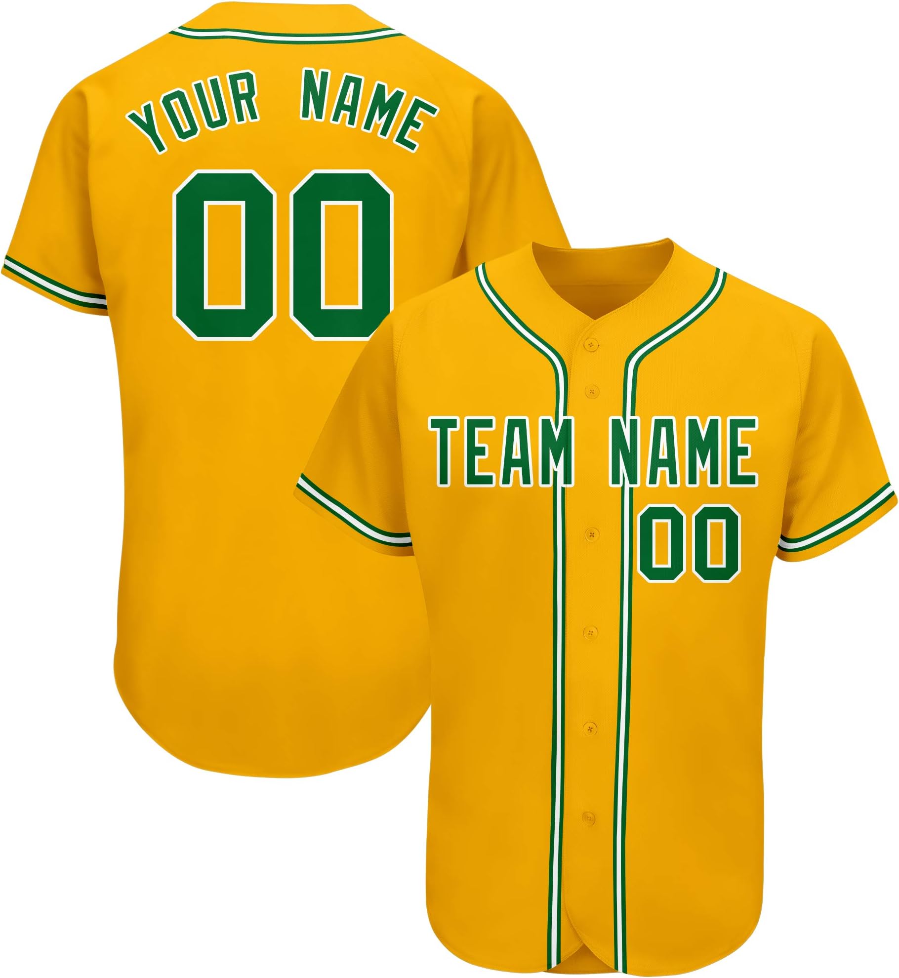Yellow Custom Men Baseball Jerseys - Women Plain Button Down Sport T Shirt - Kids Softball Jersey V-Neck Big Size
