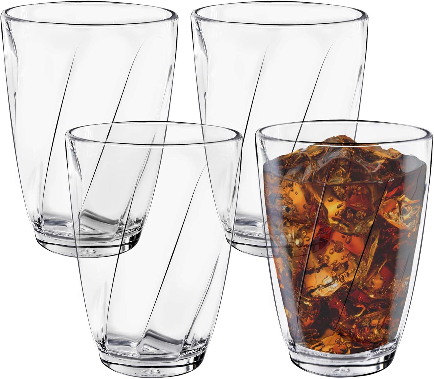 Plastic Glasses, 350ml Stackable Plastic Glasses Set of 4, Dishwasher