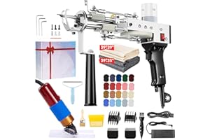 BESGEER Rug Tufting Gun with Carpet Trimmer Kit - Tuft Gun with Tufting-Shears, 2 in 1 Cut Loop Pile Carpet Gun& Carving Clippers, Rug Maker Machine Starter Kit& Trimmer& Cloth& Yarn（Olive Black）