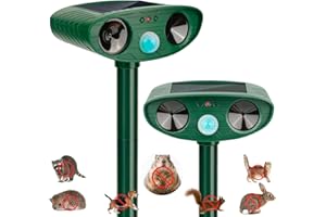 LRENQLLY Solar Animal Repellent Ultrasonic, 2 Pack Cat Repellent Outdoor Deer Repellent Devices with Motion Sensor Animal Repeller to Repel Cat Deer Squirrel Rabbit Dog Skunk for Yard Lawn Garden